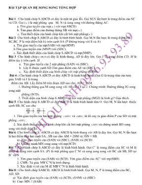 Bài tập Quan hệ song song tổng hợp